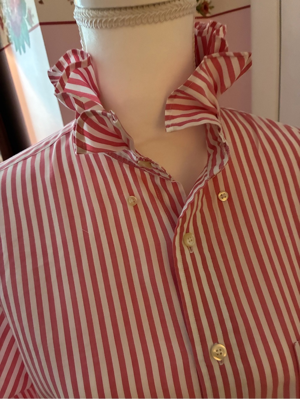 Re-worked up-cycled shirt/blouse with a ruffled collar. - Picture 2 of 5
